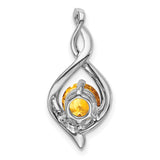 14k White Gold Infinity Pendant with Citrine and Diamond Accents, Swirl Design