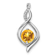 14k White Gold Infinity Pendant with Citrine and Diamond Accents, Swirl Design