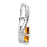 14k White Gold Infinity Pendant with Cushion Cut Citrine and Diamond Accents