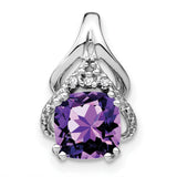 14k White Gold Pendant with Cushion Cut Amethyst and Diamonds, Vintage Inspired Design