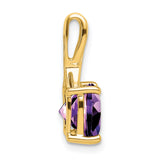 14k Yellow Gold Pendant with Cushion Cut Amethyst and Diamond Accents for Women