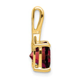 14k Yellow Gold Garnet Pendant with Diamond Accents, Cushion Cut, Crisscross Bail, January Birthstone