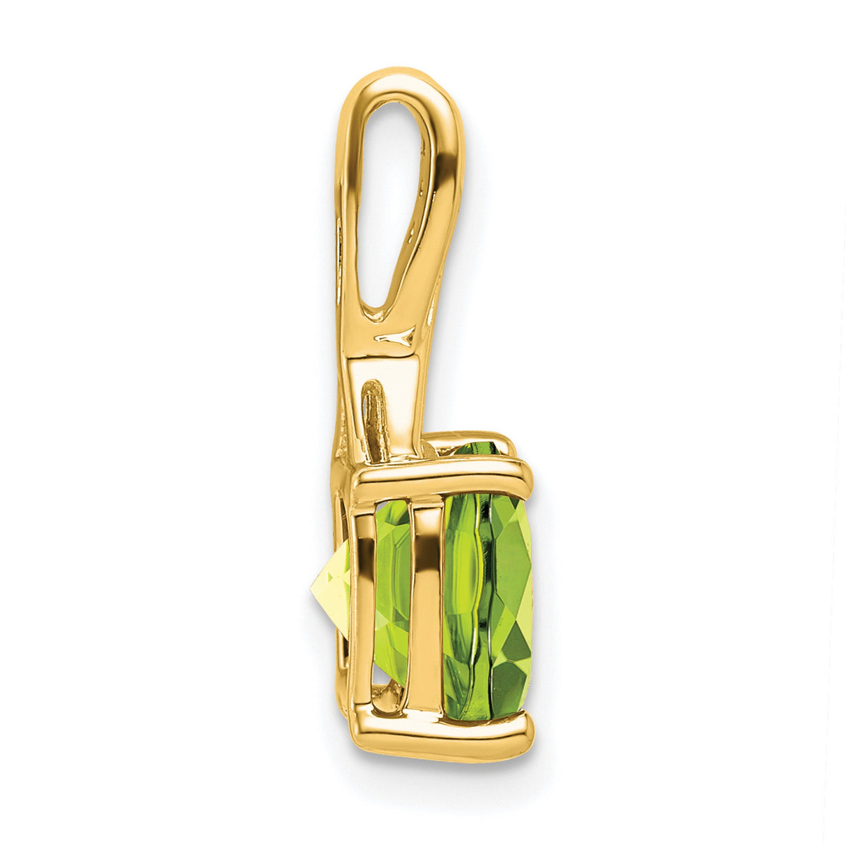 14k Yellow Gold Pendant with Cushion Cut Peridot, Diamond Accents, Twisted Bail Design