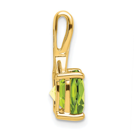 14k Yellow Gold Pendant with Cushion Cut Peridot, Diamond Accents, Twisted Bail Design