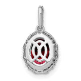 14k White Gold Garnet Pendant with Diamond Halo, Oval January Birthstone Necklace for Women