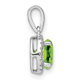 14k White Gold Pendant with Peridot and Diamond Accents, Halo Style Jewelry for Women