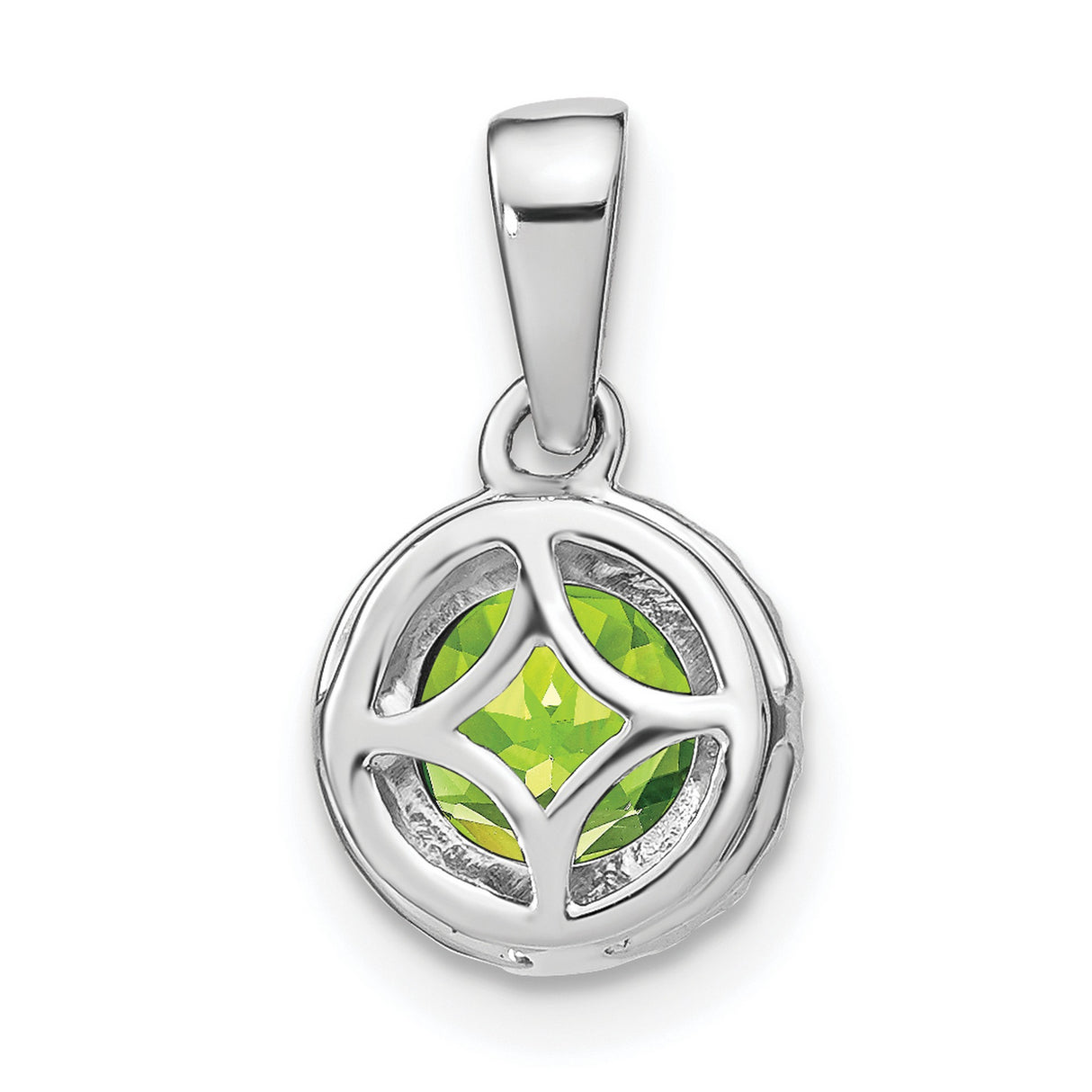 14k White Gold Pendant with Peridot and Diamond Accents, Halo Style Jewelry for Women