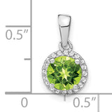 14k White Gold Pendant with Peridot and Diamond Accents, Halo Style Jewelry for Women