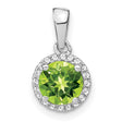 14k White Gold Pendant with Peridot and Diamond Accents, Halo Style Jewelry for Women