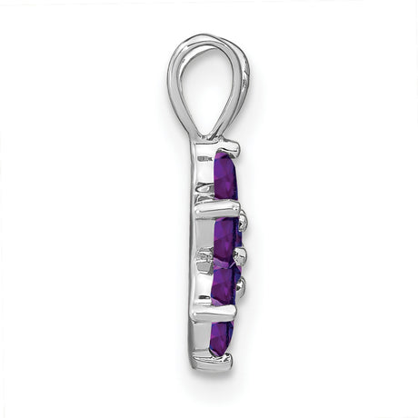 14k White Gold Flower Pendant with Amethyst Gemstones, February Birthstone Charm