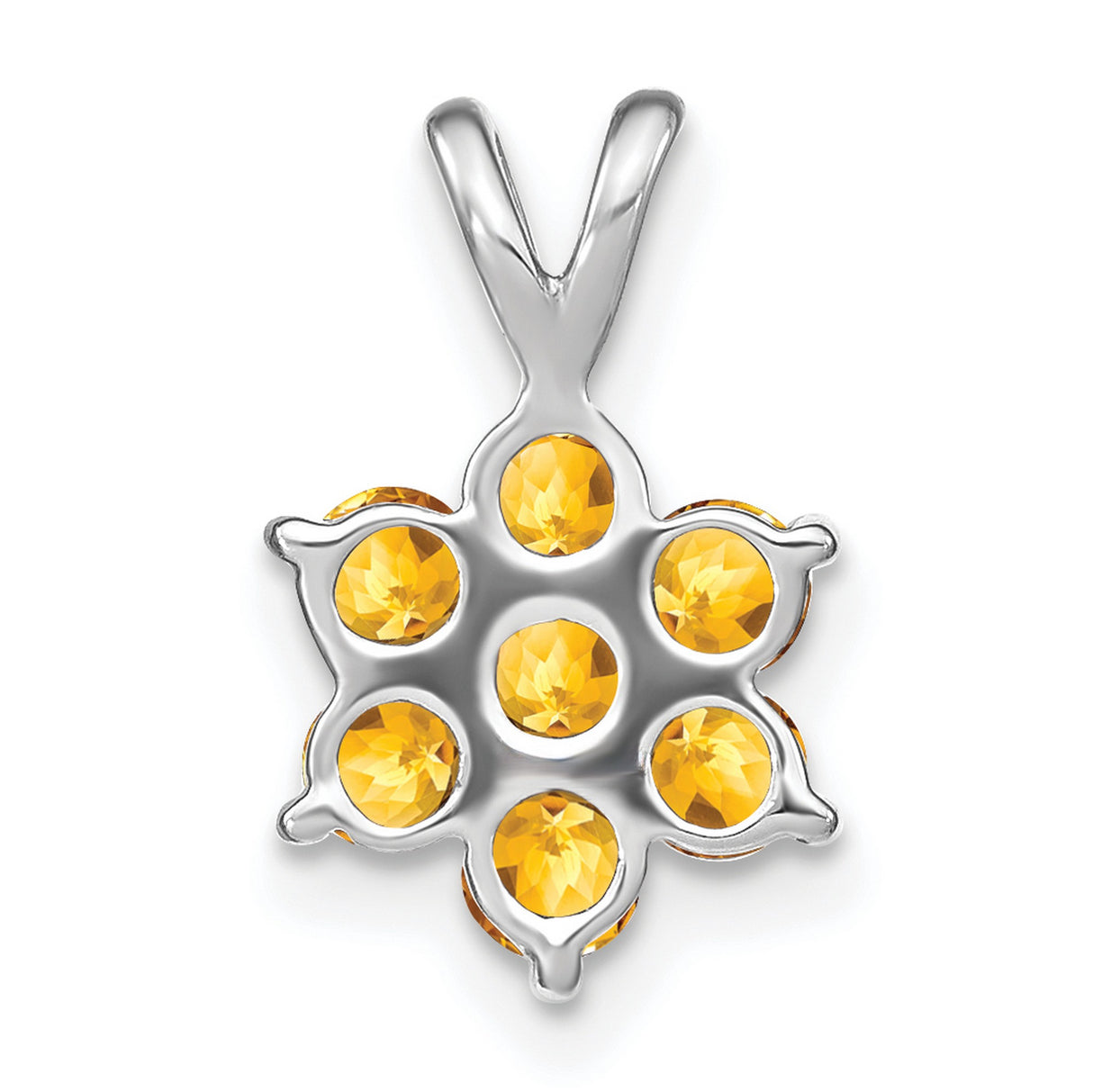 14k White Gold Star of David Pendant with Citrine Stones, Jewish Faith Jewelry for Women