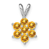 14k White Gold Star of David Pendant with Citrine Stones, Jewish Faith Jewelry for Women