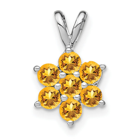 14k White Gold Star of David Pendant with Citrine Stones, Jewish Faith Jewelry for Women