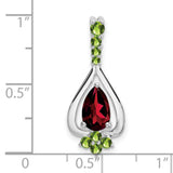 14k White Gold Teardrop Pendant with Marquise Garnet and Peridot Accents