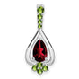14k White Gold Teardrop Pendant with Marquise Garnet and Peridot Accents