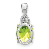 14k White Gold Peridot Pendant with Diamond Accent, Twisted Bale Design for Women