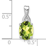 14k White Gold Peridot Pendant with Diamond Accent, Twisted Bale Design for Women