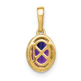 14k Yellow Gold Pendant with Oval-Cut Amethyst and Diamond Accents