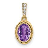 14k Yellow Gold Pendant with Oval-Cut Amethyst and White Zirconia Bail Accent