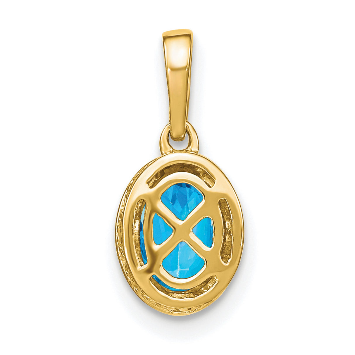 14k Yellow Gold Pendant with Swiss Blue Topaz and Diamond Accent Bail