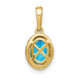 14k Yellow Gold Pendant with Swiss Blue Topaz and Diamond Accent Bail
