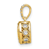 14k Yellow Gold Pendant with Oval Citrine and Diamond Accent in Textured Bezel Setting