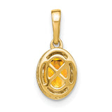 14k Yellow Gold Pendant with Oval Citrine and Diamond Accent in Textured Bezel Setting
