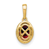 14k Yellow Gold Garnet Pendant with Diamond Accents, Textured Bezel Setting, January Birthstone