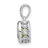 14k White Gold Peridot Pendant with Diamond Accent, August Birthstone Jewelry for Women