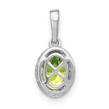 14k White Gold Peridot Pendant with Diamond Accent, August Birthstone Jewelry for Women