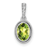14k White Gold Peridot Pendant with Diamond Accent, August Birthstone Jewelry for Women
