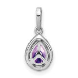 14k White Gold Teardrop Amethyst Pendant with Diamond Accent, February Birthstone Jewelry