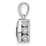 14k White Gold Teardrop Pendant with Sapphire and Diamond Accent Halo Setting