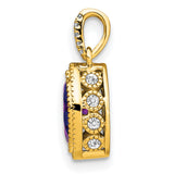 14k Yellow Gold Pendant with Marquise Amethyst and Diamond Bail, Dainty February Birthstone Jewelry