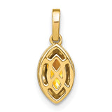 14k Yellow Gold Pendant with Marquise Citrine and Diamond Accent Bail, November Birthstone Jewelry