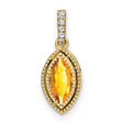 14k Yellow Gold Pendant with Marquise Citrine and Diamond Accent Bail, November Birthstone Jewelry