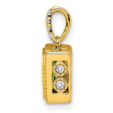 14k Yellow Gold Pendant with Square Cut Citrine and Diamond Accent Bail