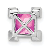 14k White Gold Pendant with Princess Cut Pink Sapphire and Diamond Cluster