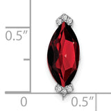 Marquise Garnet and Diamond Chain Slide Charm Pendant in Real 14k White Gold