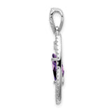 14k White Gold Pendant with Marquise Amethyst and Diamond Accents, Infinity Loop Design