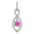 14k White Gold Infinity Ichthys Pendant with Pink Sapphire and Diamond