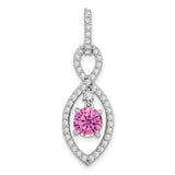 14k White Gold Infinity Ichthys Pendant with Pink Sapphire and Diamond