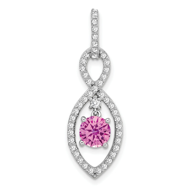 14k White Gold Infinity Ichthys Pendant with Pink Sapphire and Diamond