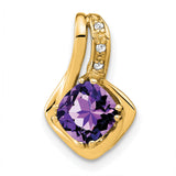 14k Yellow Gold Pendant with Square Cut Amethyst and Diamond Accents, Womens February Birthstone Jewelry