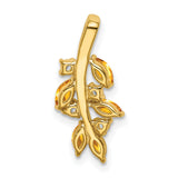 14k Yellow Gold Leaf Pendant with Marquise Citrine and White Accent Stones
