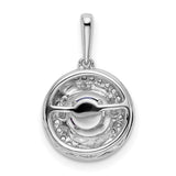 14k White Gold Pendant with Amethyst Center and Diamond Accents, Swirl Design for Women