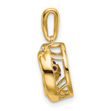 14k Yellow Gold Spiral Pendant with Amethyst and Diamond Accents, Swirl Design