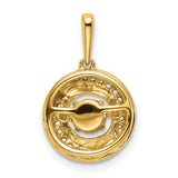 14k Yellow Gold Pendant with Round Citrine, Swirl Design and Diamond Accents