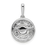 14k White Gold Swirl Pendant with Round Garnet and Pavé Diamonds, Modern Romantic Design