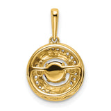 14k Yellow Gold Swirl Pendant with Red Garnet Center and Diamond Accents